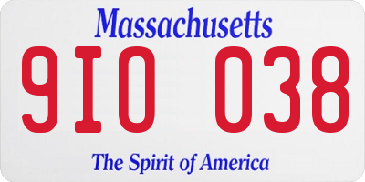 MA license plate 9IO038