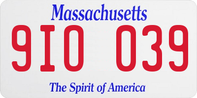 MA license plate 9IO039