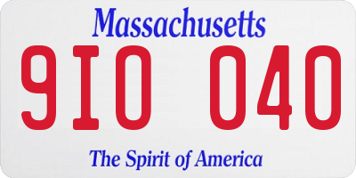 MA license plate 9IO040