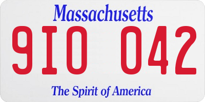 MA license plate 9IO042