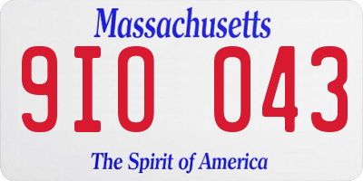 MA license plate 9IO043