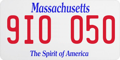 MA license plate 9IO050