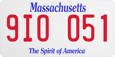 MA license plate 9IO051