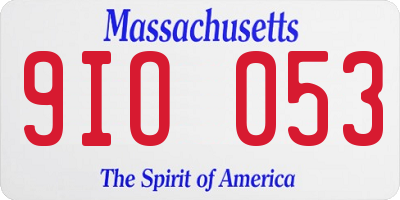 MA license plate 9IO053