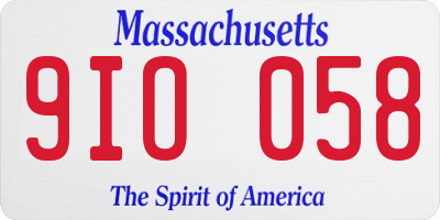 MA license plate 9IO058