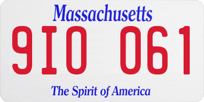 MA license plate 9IO061