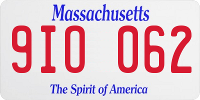 MA license plate 9IO062