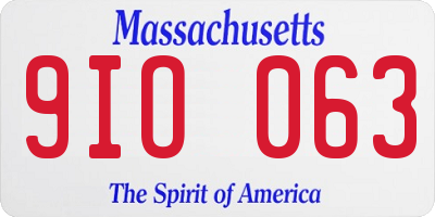 MA license plate 9IO063