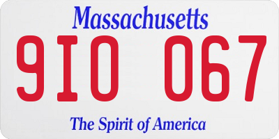 MA license plate 9IO067