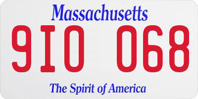 MA license plate 9IO068