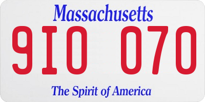 MA license plate 9IO070