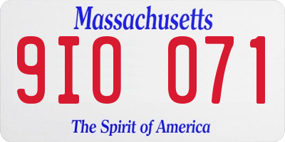 MA license plate 9IO071