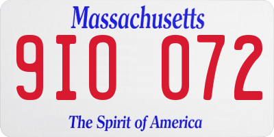 MA license plate 9IO072