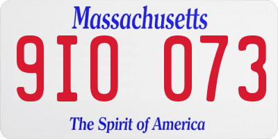MA license plate 9IO073
