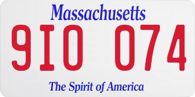 MA license plate 9IO074