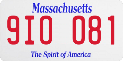 MA license plate 9IO081
