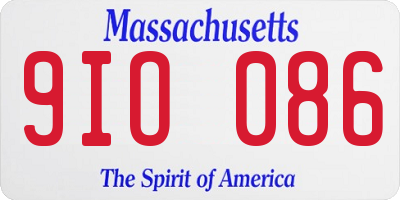 MA license plate 9IO086