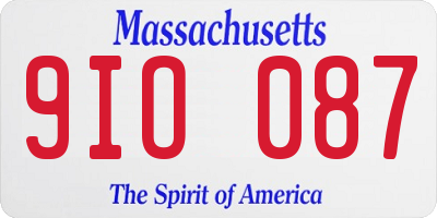 MA license plate 9IO087
