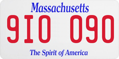 MA license plate 9IO090