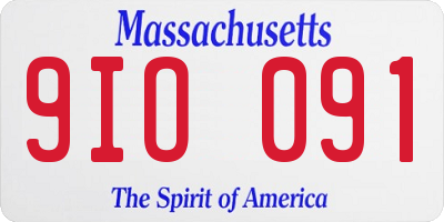 MA license plate 9IO091