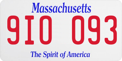 MA license plate 9IO093