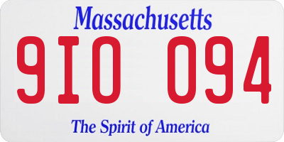 MA license plate 9IO094