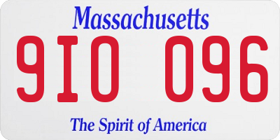 MA license plate 9IO096