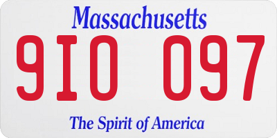 MA license plate 9IO097
