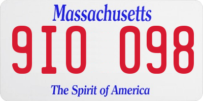MA license plate 9IO098