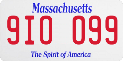 MA license plate 9IO099