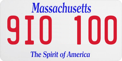 MA license plate 9IO100