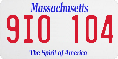 MA license plate 9IO104
