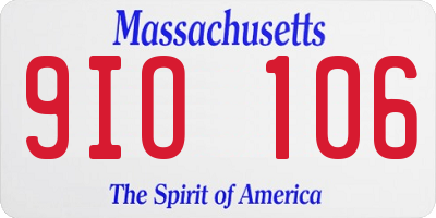 MA license plate 9IO106