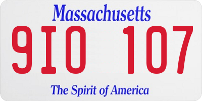MA license plate 9IO107