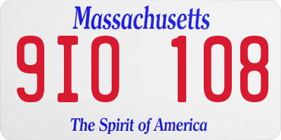 MA license plate 9IO108