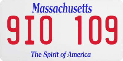 MA license plate 9IO109