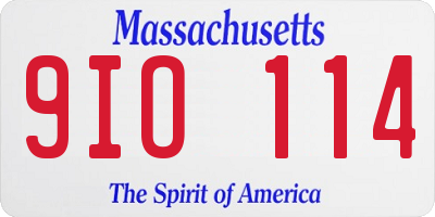 MA license plate 9IO114