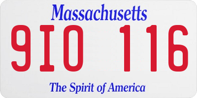 MA license plate 9IO116