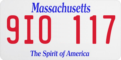 MA license plate 9IO117