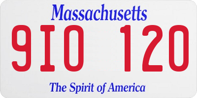 MA license plate 9IO120