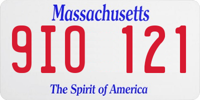 MA license plate 9IO121