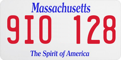 MA license plate 9IO128