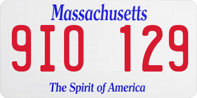 MA license plate 9IO129