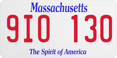 MA license plate 9IO130