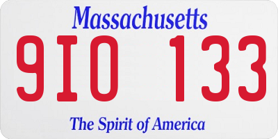 MA license plate 9IO133
