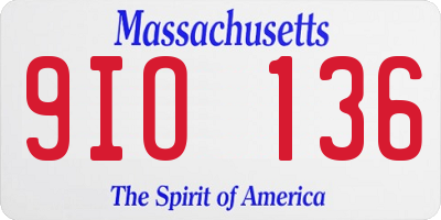 MA license plate 9IO136