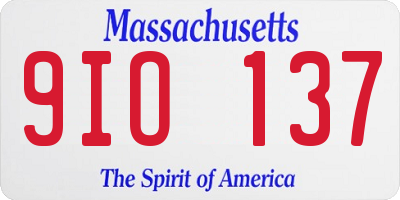 MA license plate 9IO137