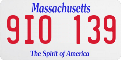 MA license plate 9IO139