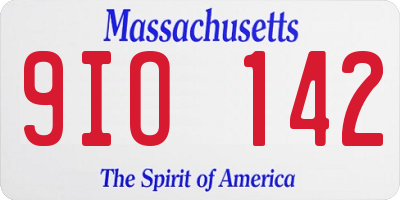 MA license plate 9IO142