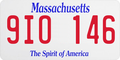 MA license plate 9IO146